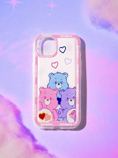 ROMWE X Care Bears 1pc Letter Cartoon Bear Pattern Silicone Phone Case Compatible With IPhone