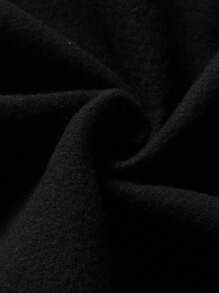 Claim Dot Loose Fit Men's Japanese Letter Graphic Pocket Drawstring Hoodie - Black - View 4