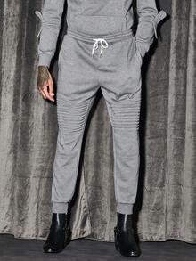 GENTILAND Men Drawstring Waist Sweatpants - Dark Grey - View 3