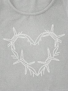 SHEIN Unity 愛心圖案短款背心 - 灰色 - 查看 6