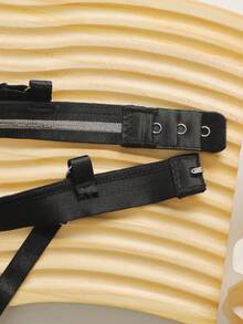 Set de lencería de malla en contraste con abertura - Negro - Ver 6