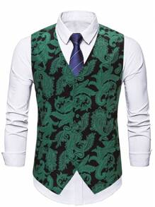 Manfinity Mode Men Plus 1pc Paisley Print Waistcoat Without Shirt