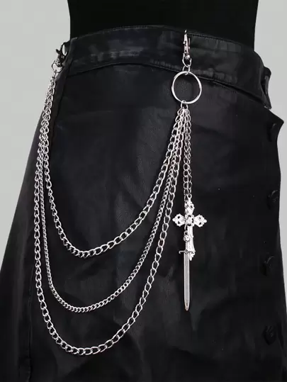 ROMWE Goth 1 st. Kvinnor Svärd & Kors Dekor I lager Byxkedja