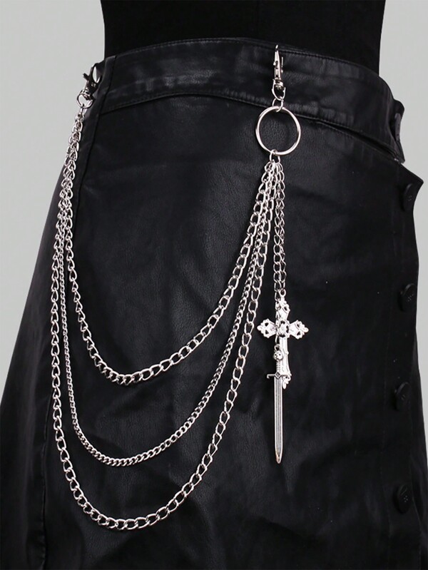 ROMWE Goth 1pc Women Sword & Cross Decor Layered Trouser Chain