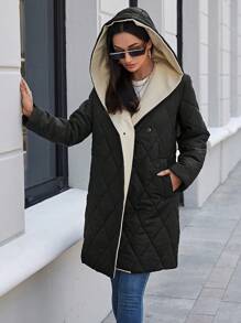 EURMUSE Mantel mit Wasserfall Kragen, Teddy Futter, - Schwarz - Übersicht 5