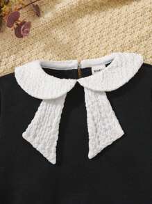 SHEIN Baby Girl Contrast Collar Sweatshirt - Black - View 3