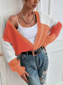 Chiquease Áo khoác len bụi vai thả khối màu - Nhiều màu - Xem 5