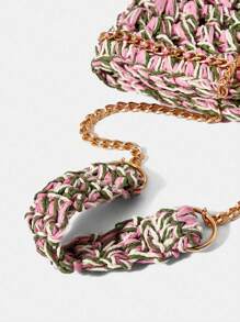 SHEIN VCAY Women's Woven Shoulder Bag With Zipper And Chain Large Capacity Simple And Fashionable Multifunctional - Multicolor - View 4