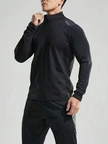 Manfinity Sport Corelite 男友风男士纯色无袖休闲运动上衣健身上衣健身房上衣透气修身衬衫圆领运动夹克 - 黑色 - 查看 3