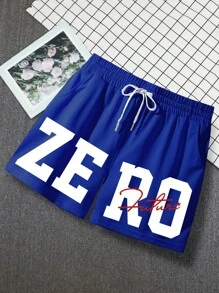 Manfinity Homme Men Loose Fit Drawstring Waist Jogger Shorts With Letter Print