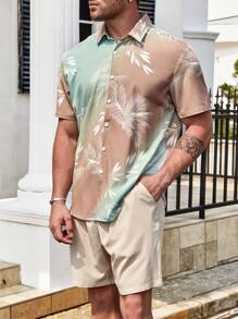 Manfinity RSRT Hombres talla grande Camisa con estampado tropical - Multicolor - Ver 4