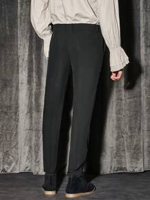 Manfinity NiteLyfe Men Slant Pocket Solid Suit Pants - Black - View 2