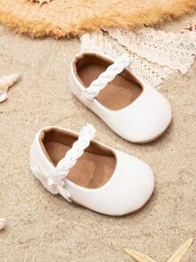 1 双新生儿鞋白色经典 PU 时尚公主鞋适合 0-1 岁女孩