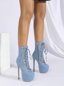 Ladies' Fashion Boots - Blue - View 2
