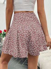 SHEIN VCAY Quần short thắt lưng in hoa Ditsy - Nhiều màu - Xem 2