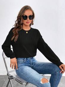 SHEIN Essnce Camiseta de hombros caídos unicolor - Negro - Ver 6