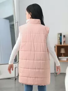 SHEIN Tween Girl 1pc Flap Pocket Vest Padded Coat