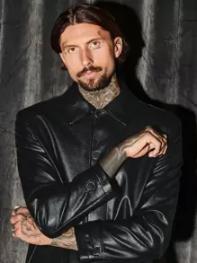 Manfinity VCAY Men Casual Button Front Trench Coat For Autumn - Black - View 5