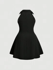 SHEIN MOD Plus Solid Sleeveless Dress,Graduation Dress,Birthday Dresses For Women - Black - View 2