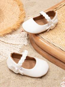 1 双新生儿鞋白色经典 PU 时尚公主鞋适合 0-1 岁女孩