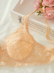 2pcs Floral Lace Underwire Bra Lingerie - Multicolor - View 4