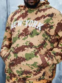 Manfinity VCAY Men Plus Letter Graphic Drop Shoulder Hoodie & Shorts, For Fall Winter - Multicolor - View 9