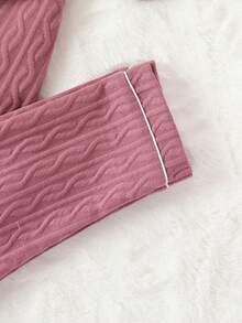 Tween Girl Contrast Piping PJ Set - Dusty Pink - View 6