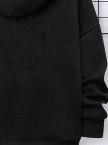 Teen Boy Rabbit & Slogan Graphic Drop Shoulder Sweatshirt - Black - View 7