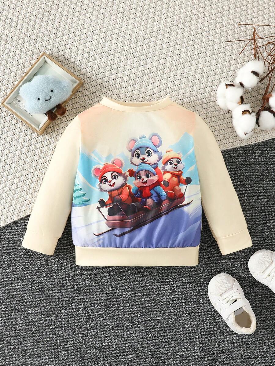 女嬰卡通圖案運動衫 - 彩色 - 查看 1