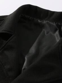 Manfinity Homme Men Plus Lapel Neck Belted Overcoat - Black - View 5