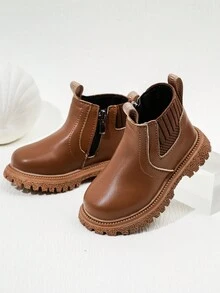 寶寶休閒短靴,時尚摩托車款式步行鞋 - 棕色 - 查看 3
