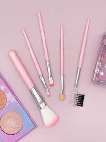 5pcs Makeup Brush Set For Women Makeup Use - Pink - View 1