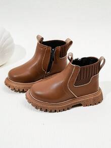 寶寶休閒短靴,時尚摩托車款式步行鞋 - 棕色 - 查看 5