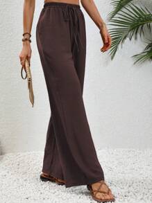 SHEIN LUNE Knot Waist Wide Leg Pants Fall Cloth For Women