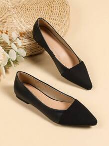 Ladies' Comfortable & Stylish Pointed Flat Shoes, All Seasons - Black - View 1