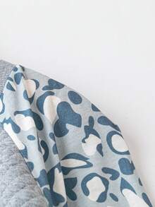 SHEIN LUNE Plus Leopard Print Raglan Sleeve Sweatshirt - Grey - View 3