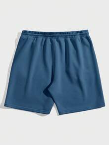 Manfinity RebelGame Men Letter Graphic Drawstring Waist Shorts - Blue - View 2