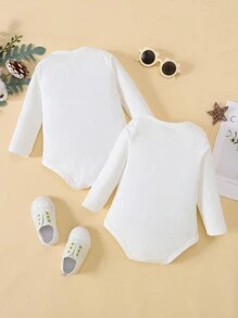 女嬰2入組標語和卡通圖案連身背心 - 白色 - 查看 2