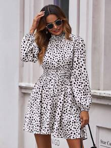 SHEIN Clasi 滿版圖案腰部打褶洋裝