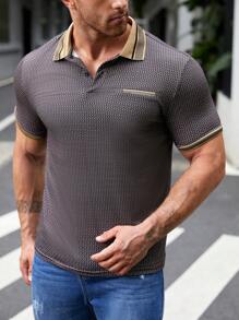 Manfinity Homme Men Allover Print Contrast Trim Polo Shirt - Multicolor - View 1