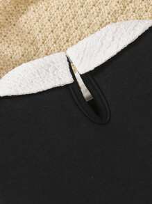 SHEIN Baby Girl Contrast Collar Sweatshirt - Black - View 4