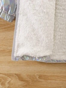 SHEIN Young Girl Holographic Thermal Lined Hooded Coat - Silver - View 6