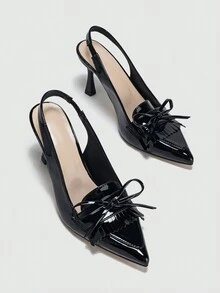 Women's Fashionable Loafers High Heels Shoes For Outdoor - Black - View 3