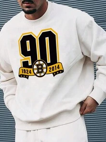 Men Letter Graphic Sweatshirt - White - View 1