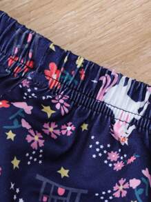 SHEIN 女小童獨角獸印花T恤和緊身褲 - 彩色 - 查看 4