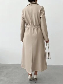 EURMUSE Women's Solid Color Trench Coat, Fashionable For Commuting In Autumn - Beige - View 2