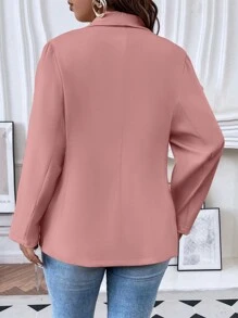 Flirla Plus Shawl Collar Open Front Blazer Graduation,Back To School,Teacher Outfits For Women - Pink - View 2