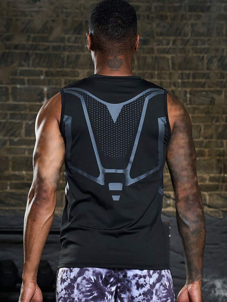 Men 3pcs Graphic Print Sports Tank Top Workout Tops Gym Top Men Gym Wear For Men Men's Gym Wear Men Gym Wear Gym Wear Men Compression Shirt Men
