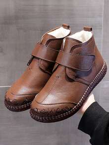 新款冬季媽媽鞋女士踝靴,防滑柔軟底部保暖毛絨靴