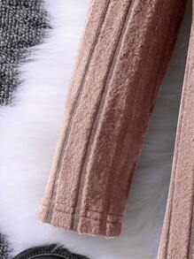 SHEIN Elladie kids Young Girl Mock Neck Ribbed Knit Dress - Pink - View 4